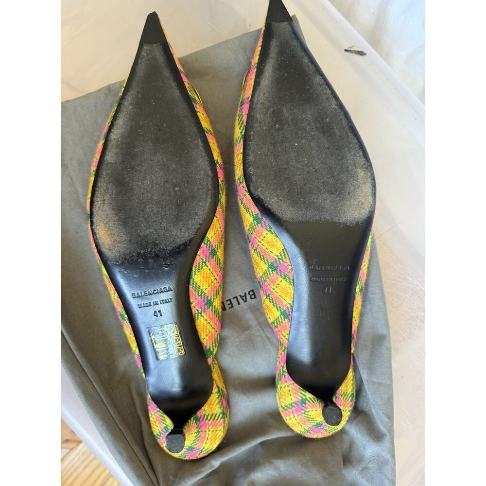 Balenciaga BB Logo Tweed Mules EU 41 US 10.5 Pointed Toe Heels Italy - Picture 6 of 10